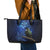 New Zealand Tui Bird Matariki Leather Tote Bag Maori New Year with Galaxy Fern