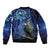 New Zealand Tui Bird Matariki Sleeve Zip Bomber Jacket Maori New Year with Galaxy Fern