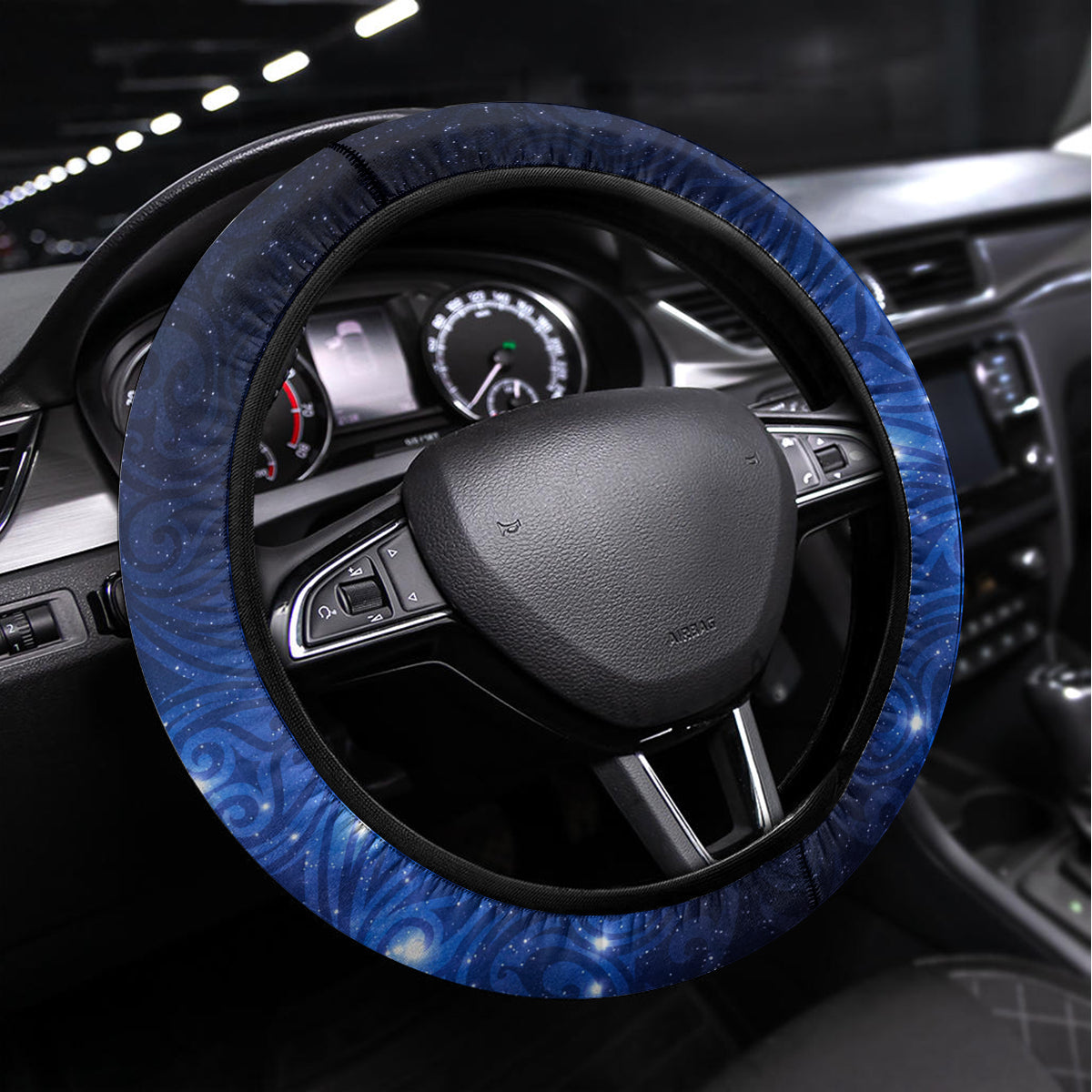 New Zealand Tui Bird Matariki Steering Wheel Cover Maori New Year with Galaxy Fern