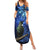 New Zealand Tui Bird Matariki Summer Maxi Dress Maori New Year with Galaxy Fern