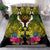 Hawaii Kanaka Maoli Bedding Set Double Shark and Hibiscus Flowers