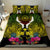 Hawaii Kanaka Maoli Bedding Set Double Shark and Hibiscus Flowers