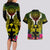 Hawaii Kanaka Maoli Couples Matching Long Sleeve Bodycon Dress and Hawaiian Shirt Double Shark and Hibiscus Flowers