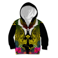 Hawaii Kanaka Maoli Kid Hoodie Double Shark and Hibiscus Flowers