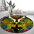 Hawaii Kanaka Maoli Round Carpet Double Shark and Hibiscus Flowers