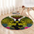 Hawaii Kanaka Maoli Round Carpet Double Shark and Hibiscus Flowers