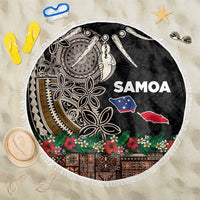 Samoa Siapo Polynesian Art Beach Blanket Tropical Flowers and Tatau Pattern Brown LT03 One Size 150cm Brown - Polynesian Pride