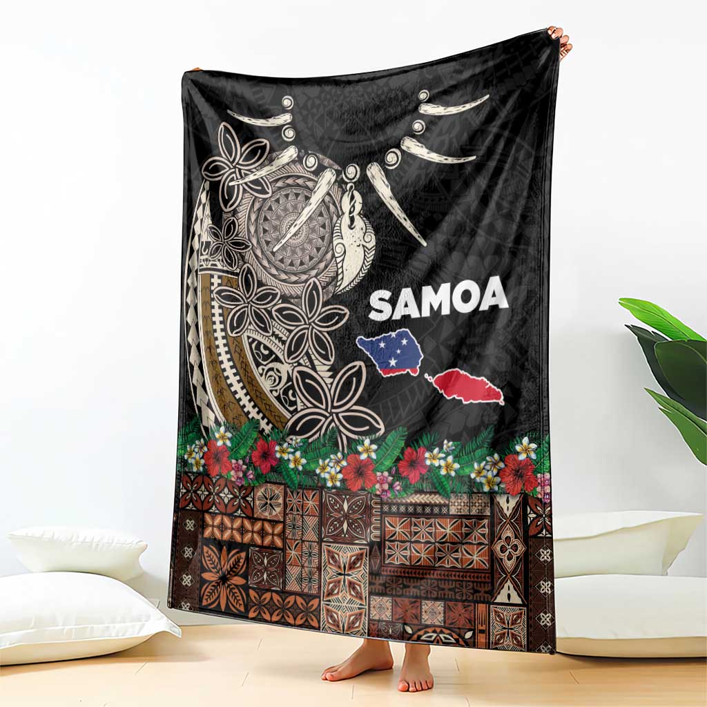 Samoa Siapo Polynesian Art Blanket Tropical Flowers and Tatau Pattern Brown LT03 - Polynesian Pride