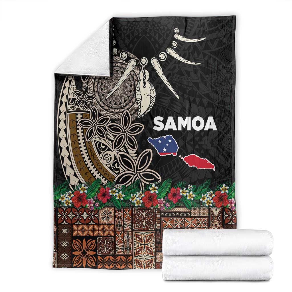 Samoa Siapo Polynesian Art Blanket Tropical Flowers and Tatau Pattern Brown LT03 - Polynesian Pride