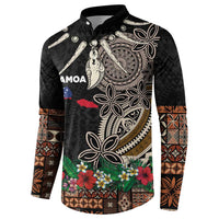 Samoa Siapo Polynesian Art Button Sweatshirt Tropical Flowers and Tatau Pattern Brown LT03 - Polynesian Pride