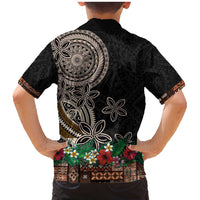 Samoa Siapo Polynesian Art Family Matching Mermaid Dress and Hawaiian Shirt Tropical Flowers and Tatau Pattern Brown