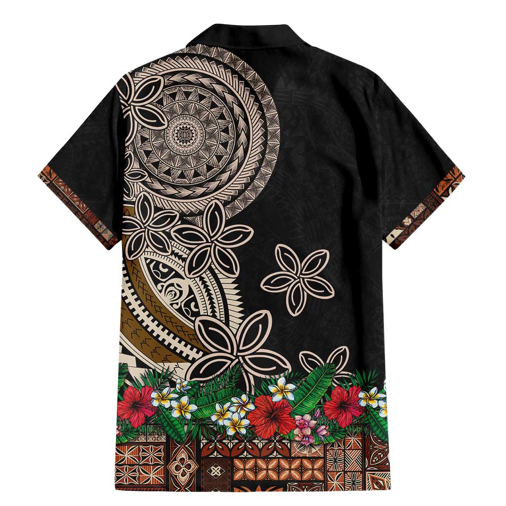 Samoa Siapo Polynesian Art Family Matching Mermaid Dress and Hawaiian Shirt Tropical Flowers and Tatau Pattern Brown