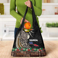 Samoa Siapo Polynesian Art Grocery Bag Tropical Flowers and Tatau Pattern Brown LT03 - Polynesian Pride