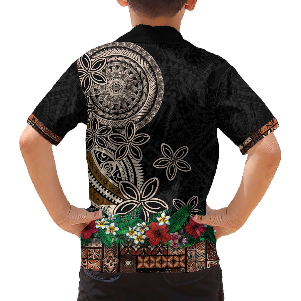 Samoa Siapo Polynesian Art Hawaiian Shirt Tropical Flowers and Tatau Pattern Brown LT03 - Polynesian Pride