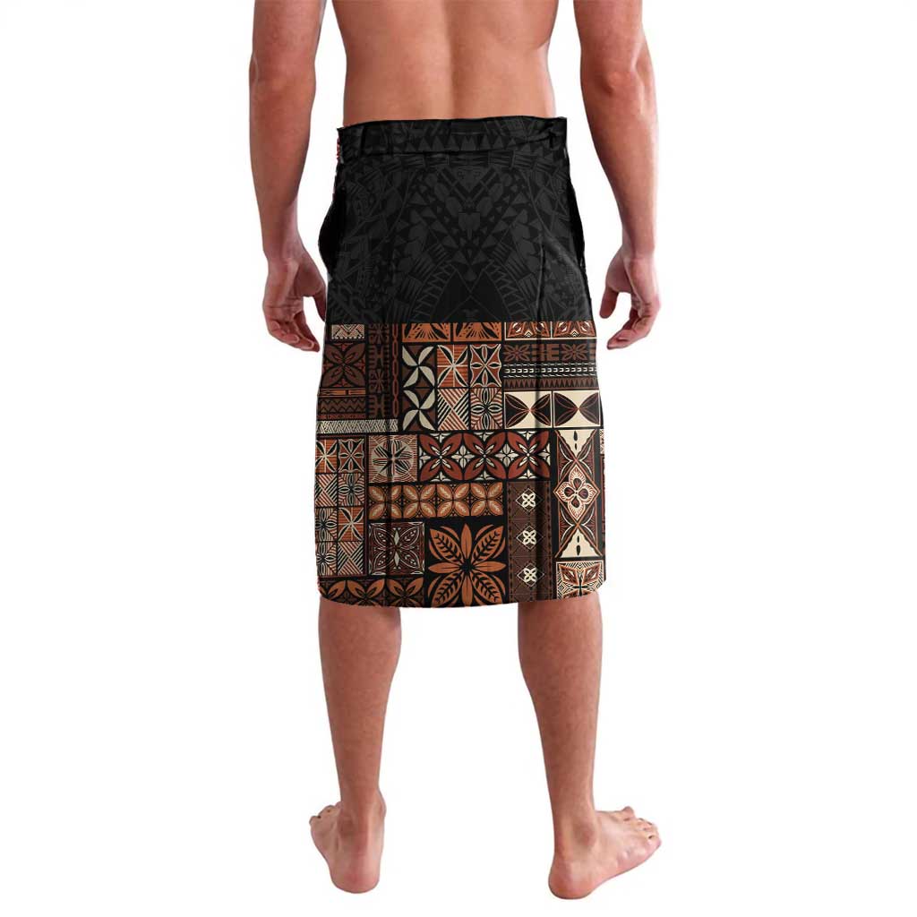 Samoa Siapo Polynesian Art Lavalava Tropical Flowers and Tatau Pattern Brown
