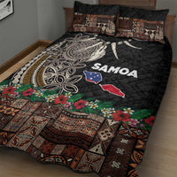 Samoa Siapo Polynesian Art Quilt Bed Set Tropical Flowers and Tatau Pattern Brown LT03 - Polynesian Pride
