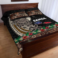 Samoa Siapo Polynesian Art Quilt Bed Set Tropical Flowers and Tatau Pattern Brown LT03 - Polynesian Pride