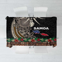 Samoa Siapo Polynesian Art Tablecloth Tropical Flowers and Tatau Pattern Brown LT03 Brown - Polynesian Pride