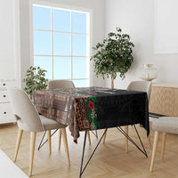 Samoa Siapo Polynesian Art Tablecloth Tropical Flowers and Tatau Pattern Brown LT03 - Polynesian Pride
