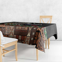Samoa Siapo Polynesian Art Tablecloth Tropical Flowers and Tatau Pattern Brown LT03 - Polynesian Pride