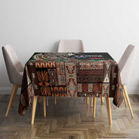 Samoa Siapo Polynesian Art Tablecloth Tropical Flowers and Tatau Pattern Brown LT03 - Polynesian Pride