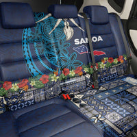 Samoa Siapo Polynesian Art Back Car Seat Cover Tropical Flowers and Tatau Pattern Navy