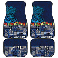 Samoa Siapo Polynesian Art Car Mats Tropical Flowers and Tatau Pattern Navy LT03 - Polynesian Pride
