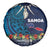Samoa Siapo Polynesian Art Spare Tire Cover Tropical Flowers and Tatau Pattern Navy