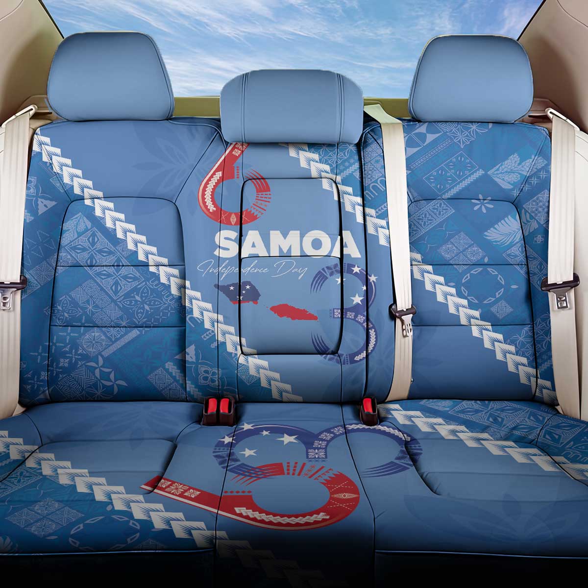 Samoa Independence Day Back Car Seat Cover Anniversary 63th-Siapo Art