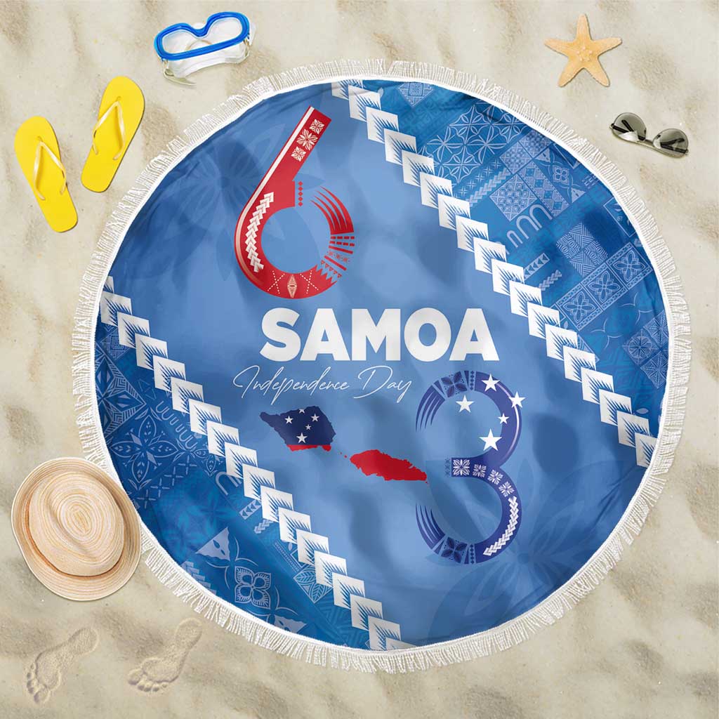 Samoa Independence Day Beach Blanket Anniversary 63th-Siapo Art LT03 One Size 150cm Blue - Polynesian Pride