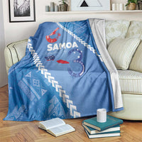 Samoa Independence Day Blanket Anniversary 63th-Siapo Art LT03 Blue - Polynesian Pride