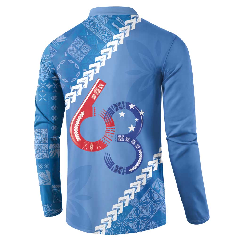 Samoa Independence Day Button Sweatshirt Anniversary 63th-Siapo Art LT03 - Polynesian Pride