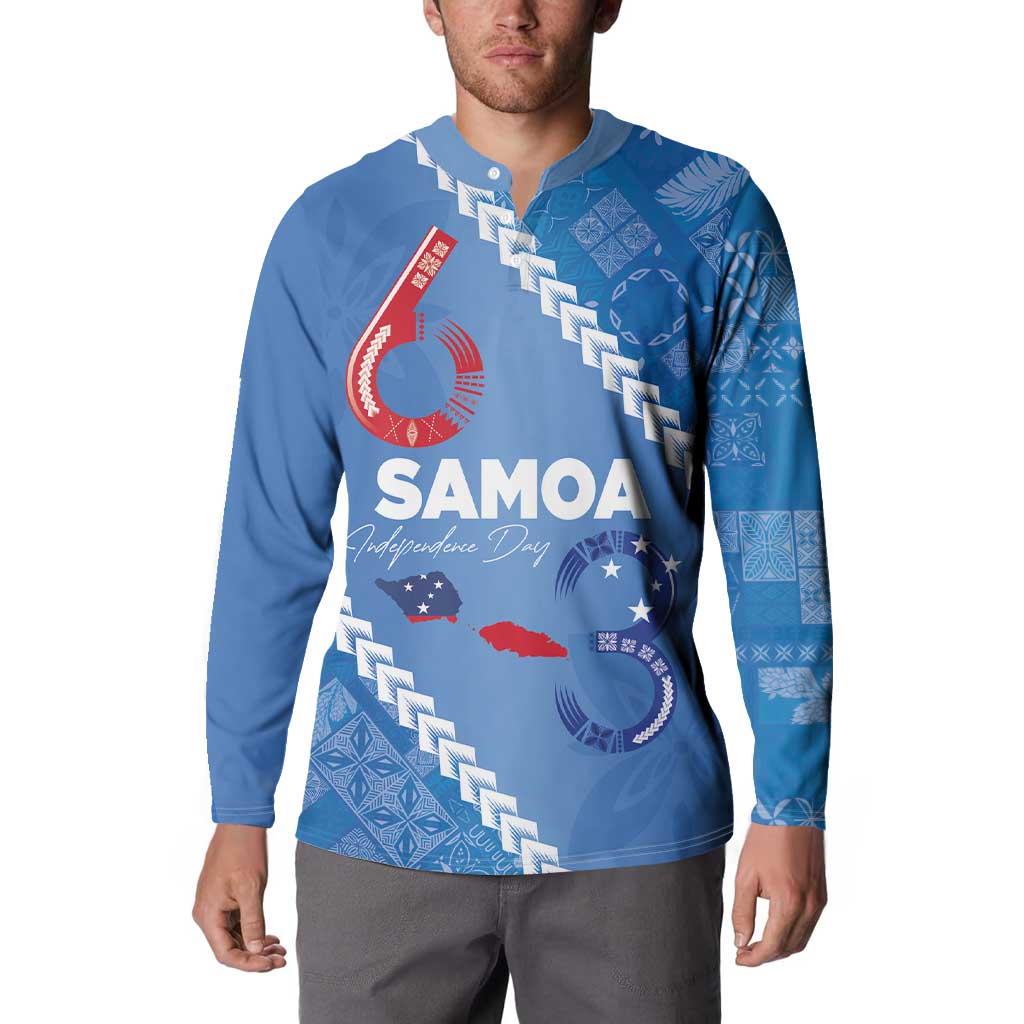 Samoa Independence Day Button Sweatshirt Anniversary 63th-Siapo Art LT03 - Polynesian Pride