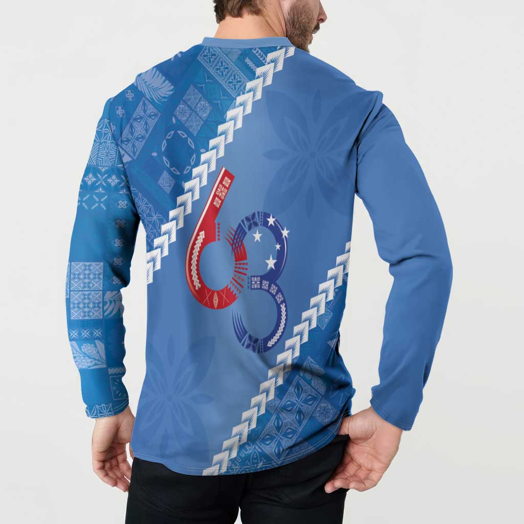 Samoa Independence Day Button Sweatshirt Anniversary 63th-Siapo Art LT03 - Polynesian Pride