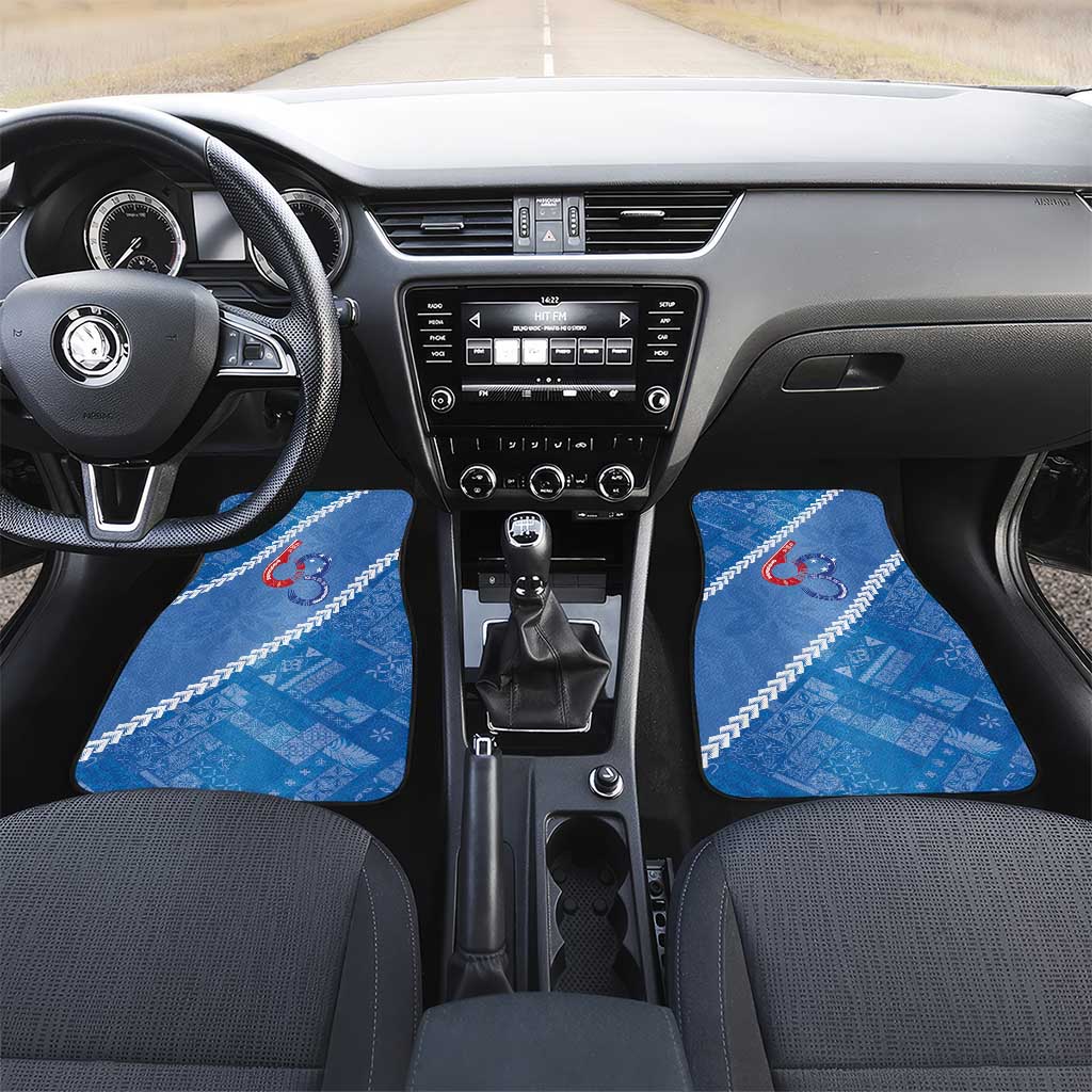 Samoa Independence Day Car Mats Anniversary 63th-Siapo Art LT03 Set 2pcs - Front Blue - Polynesian Pride
