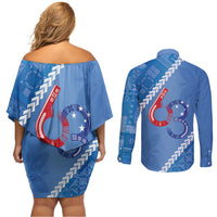 Samoa Independence Day Couples Matching Off Shoulder Short Dress and Long Sleeve Button Shirt Anniversary 63th-Siapo Art LT03 - Polynesian Pride