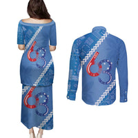 Samoa Independence Day Couples Matching Puletasi and Long Sleeve Button Shirt Anniversary 63th-Siapo Art LT03 - Polynesian Pride
