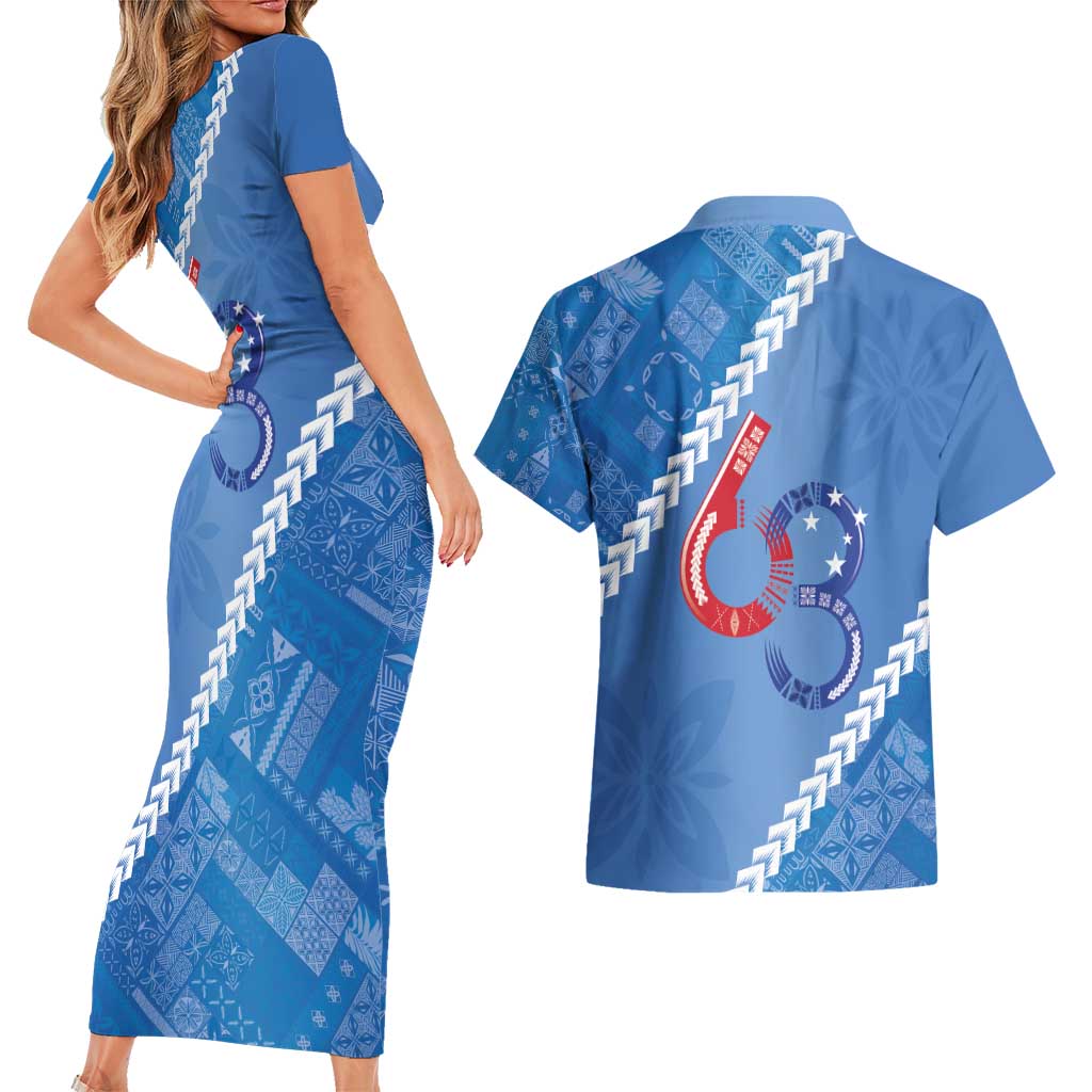 Samoa Independence Day Couples Matching Short Sleeve Bodycon Dress and Hawaiian Shirt Anniversary 63th-Siapo Art LT03 - Polynesian Pride