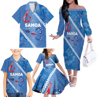 Samoa Independence Day Family Matching Off The Shoulder Long Sleeve Dress and Hawaiian Shirt Anniversary 63th-Siapo Art