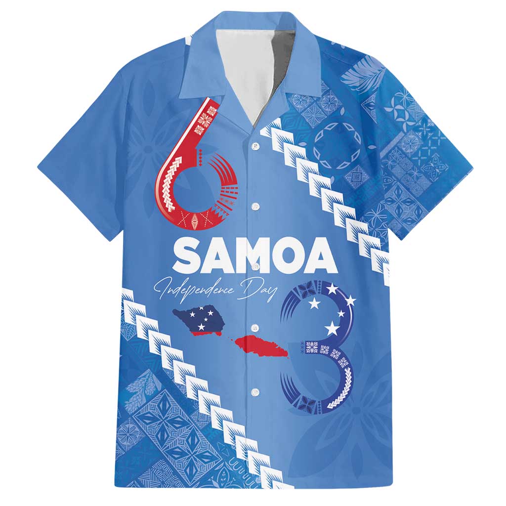 Samoa Independence Day Hawaiian Shirt Anniversary 63th-Siapo Art LT03 Blue - Polynesian Pride