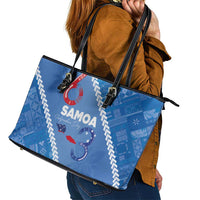 Samoa Independence Day Leather Tote Bag Anniversary 63th-Siapo Art