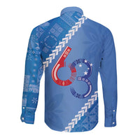 Samoa Independence Day Long Sleeve Button Shirt Anniversary 63th-Siapo Art LT03 - Polynesian Pride