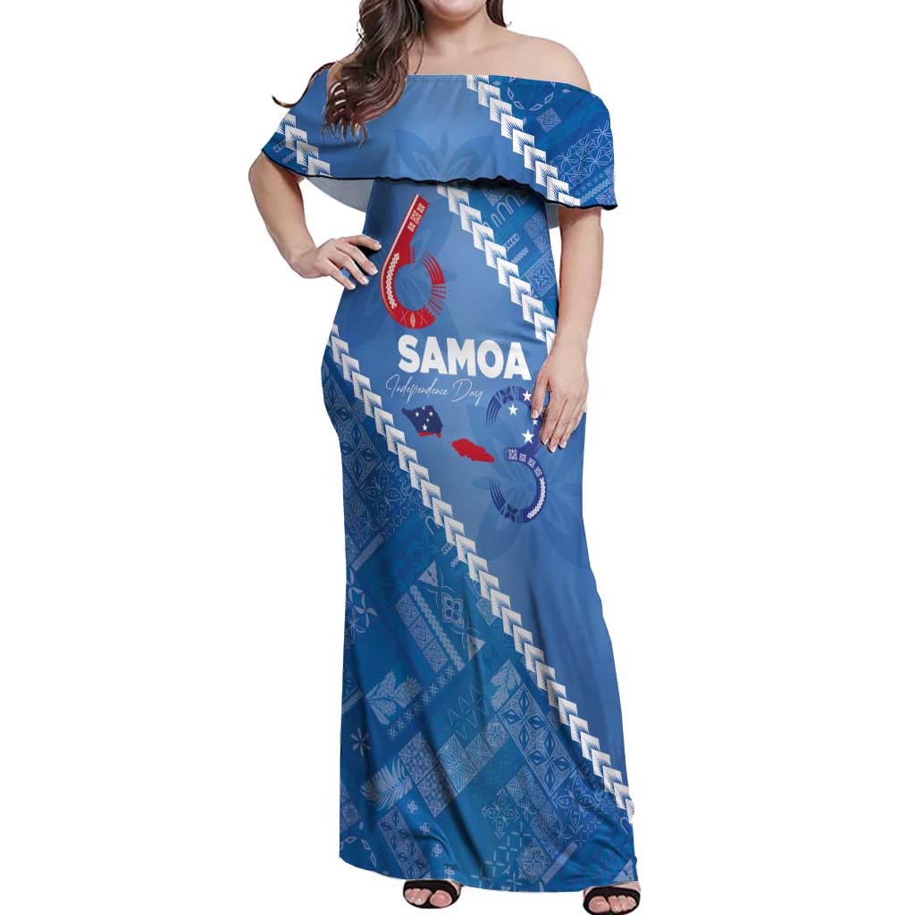 Samoa Independence Day Off Shoulder Maxi Dress Anniversary 63th-Siapo Art