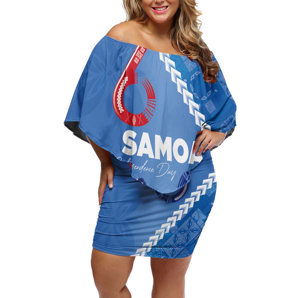 Samoa Independence Day Off Shoulder Short Dress Anniversary 63th-Siapo Art