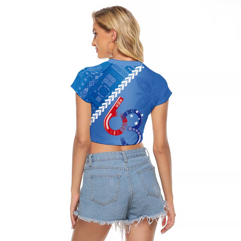 Samoa Independence Day Raglan Cropped T Shirt Anniversary 63th-Siapo Art