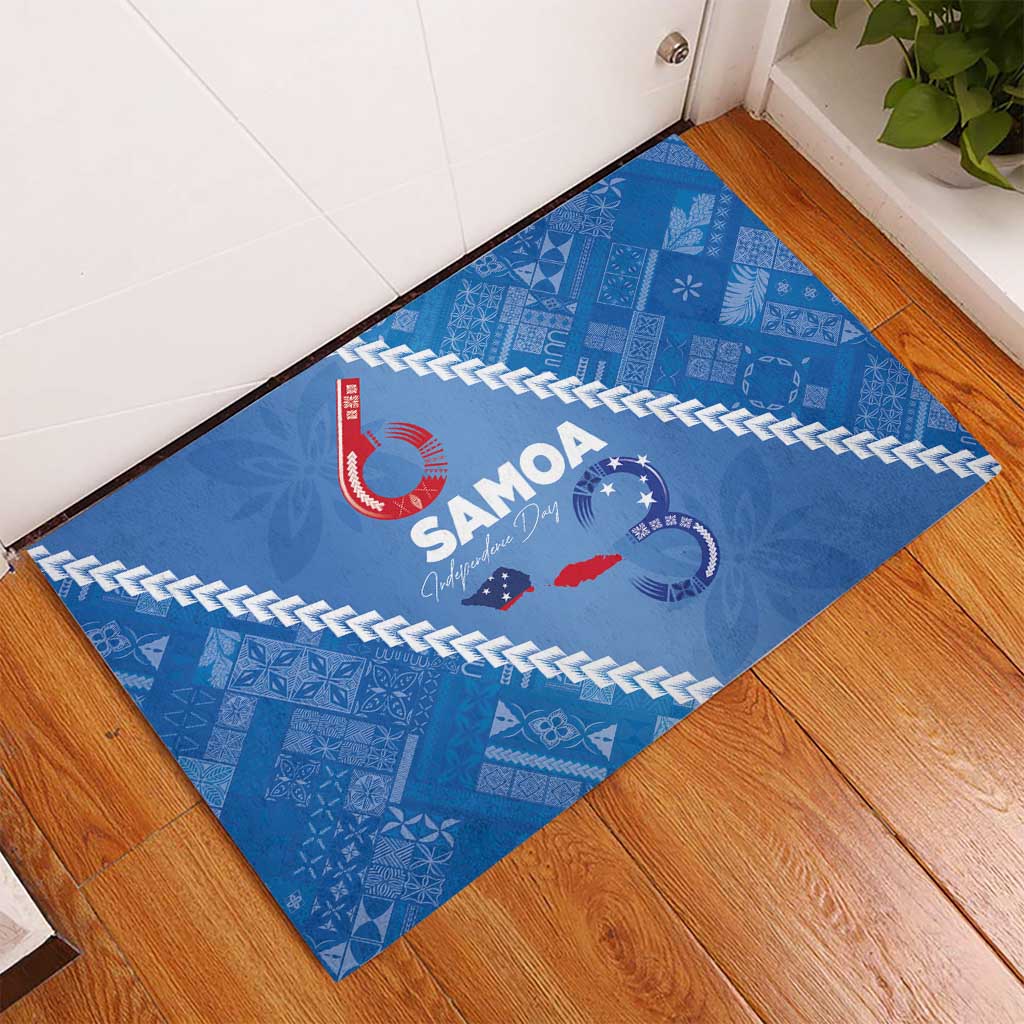 Samoa Independence Day Rubber Doormat Anniversary 63th-Siapo Art LT03 - Polynesian Pride