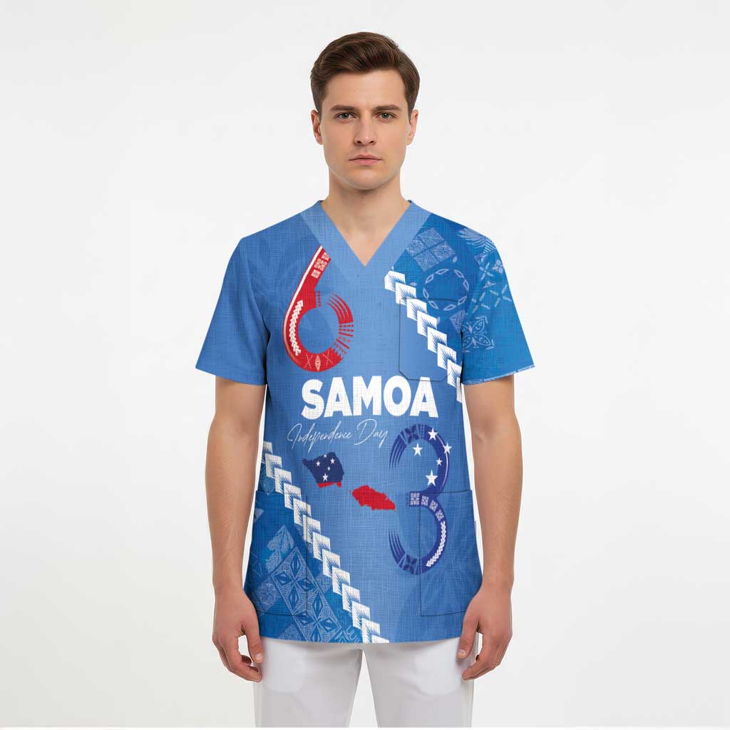 Samoa Independence Day Scrub Top Anniversary 63th-Siapo Art LT03 - Polynesian Pride