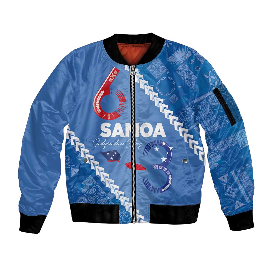 Samoa Independence Day Sleeve Zip Bomber Jacket Anniversary 63th-Siapo Art