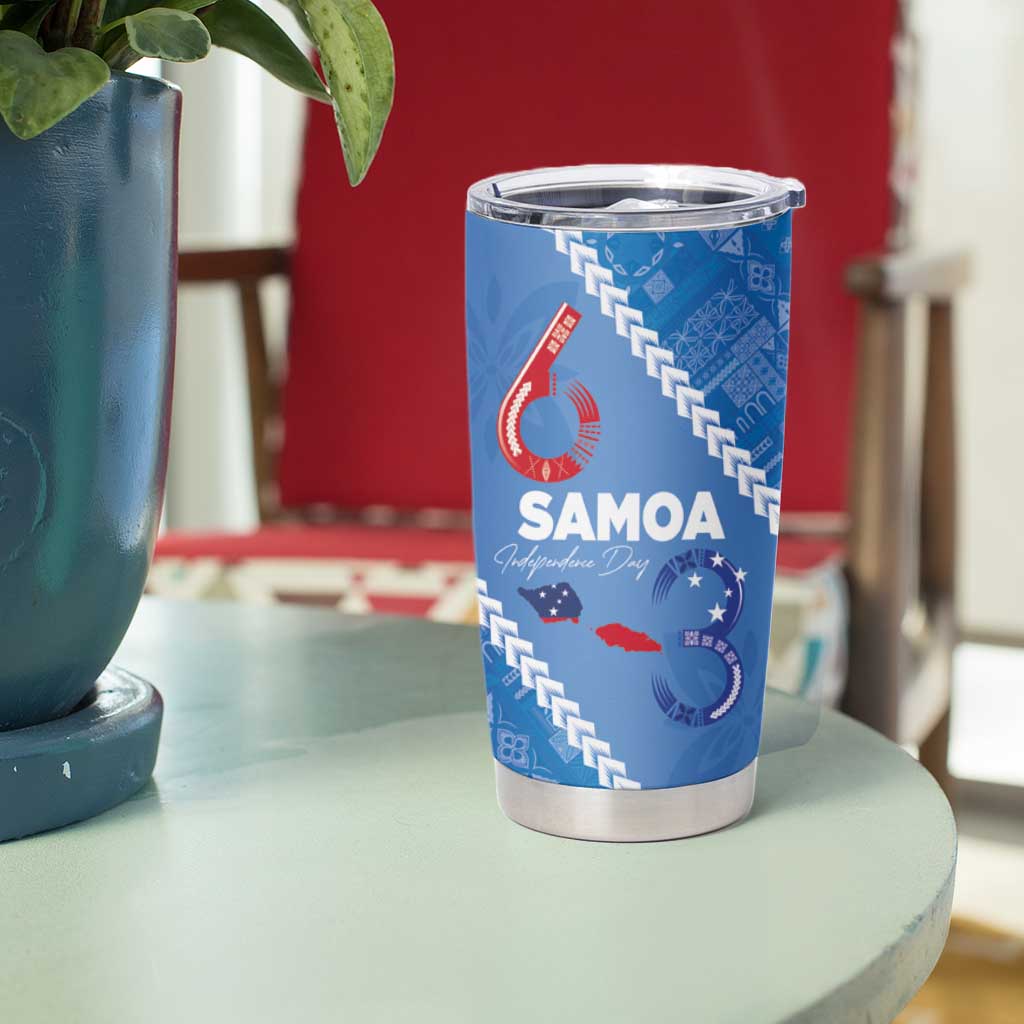 Samoa Independence Day Tumbler Cup Anniversary 63th-Siapo Art