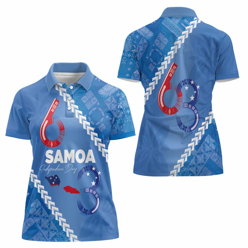 Samoa Independence Day Women Polo Shirt Anniversary 63th-Siapo Art